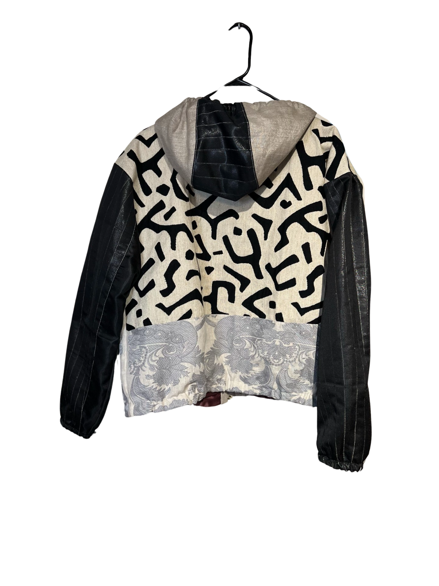 Mixed pattern bomber jacket