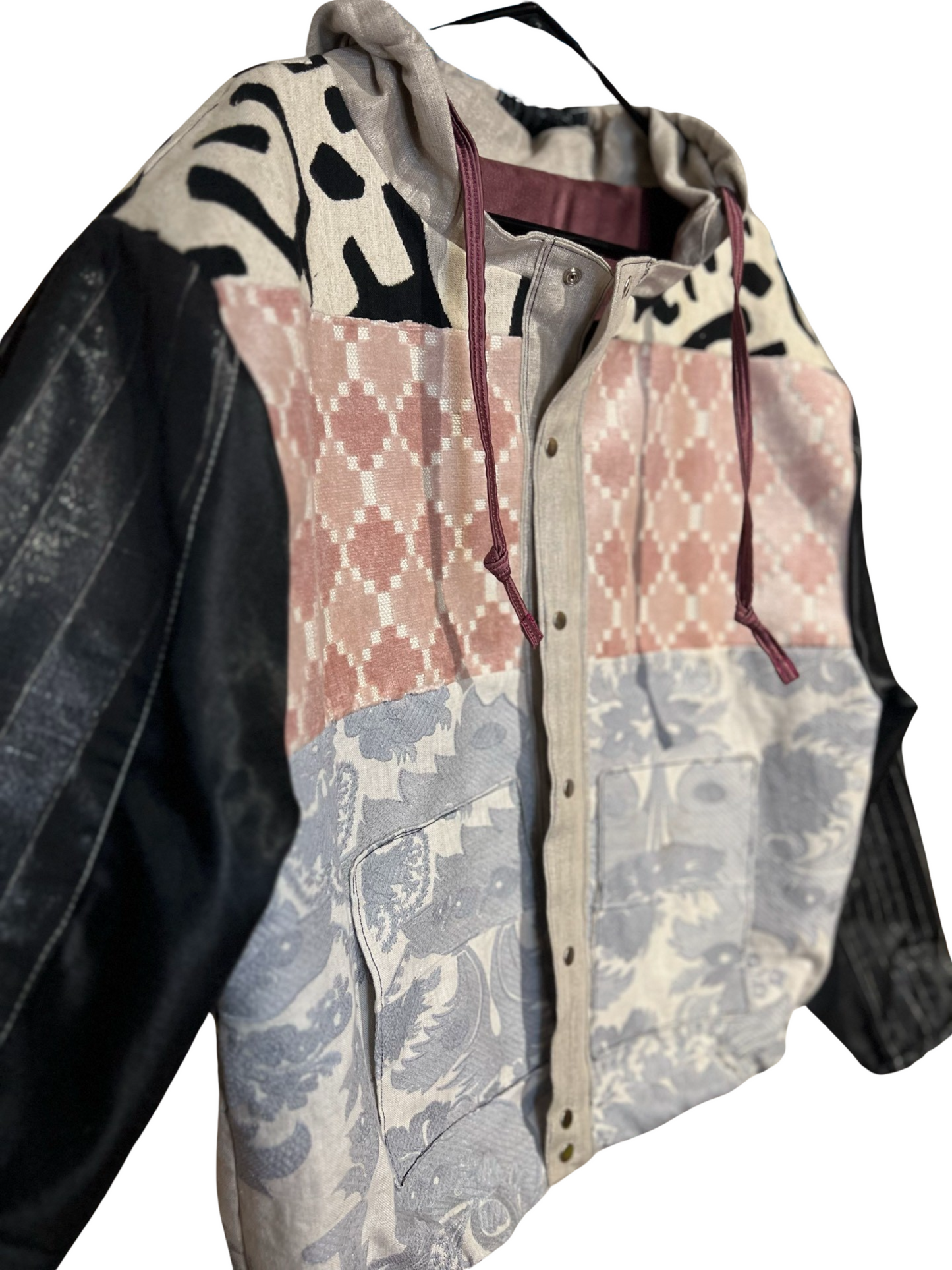 Mixed pattern bomber jacket