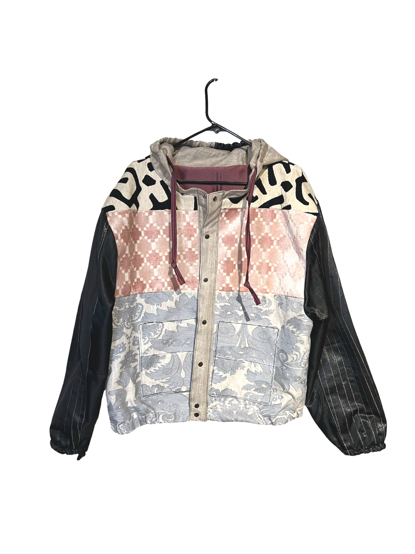 Mixed pattern bomber jacket