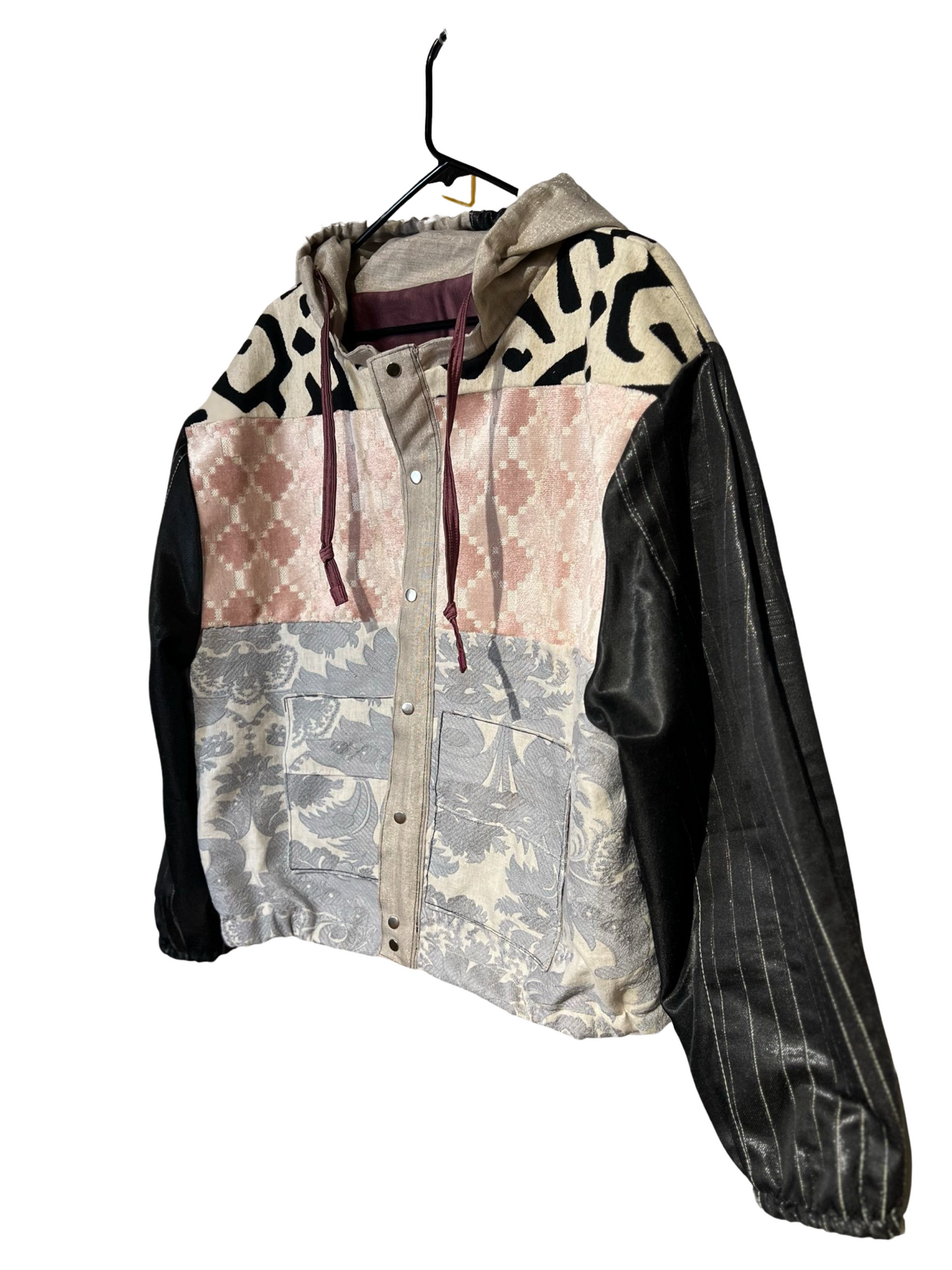 Mixed pattern bomber jacket