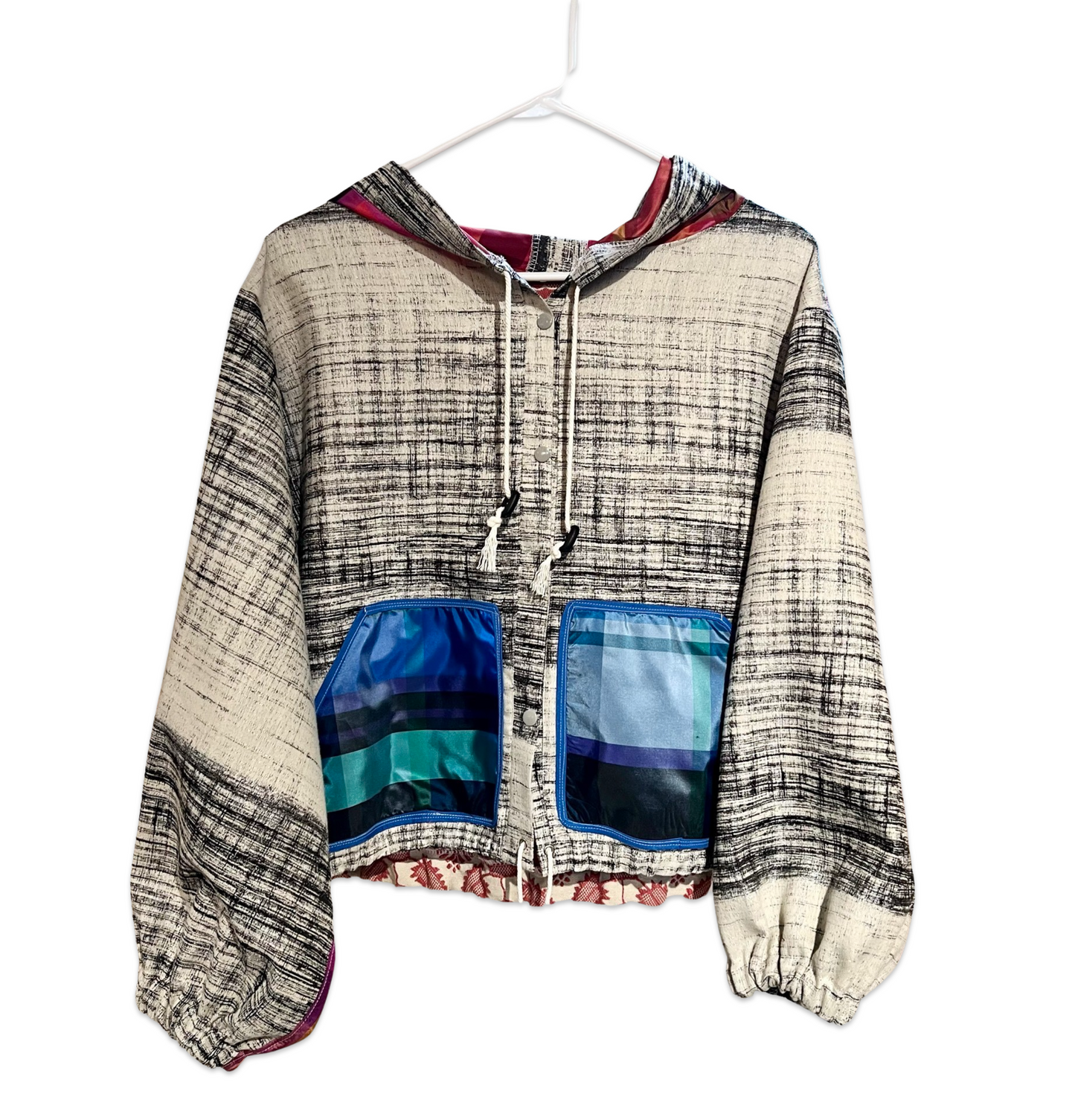 Light weight crop bomber - plaid