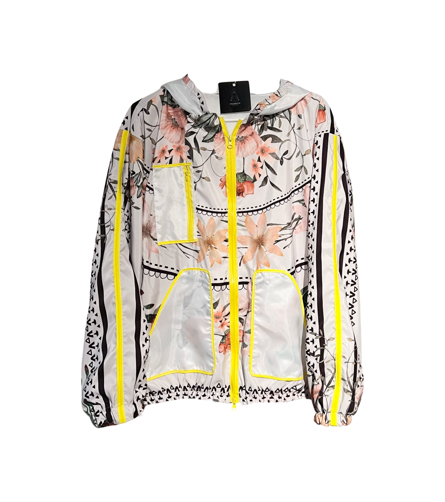 White neon floral windbreaker