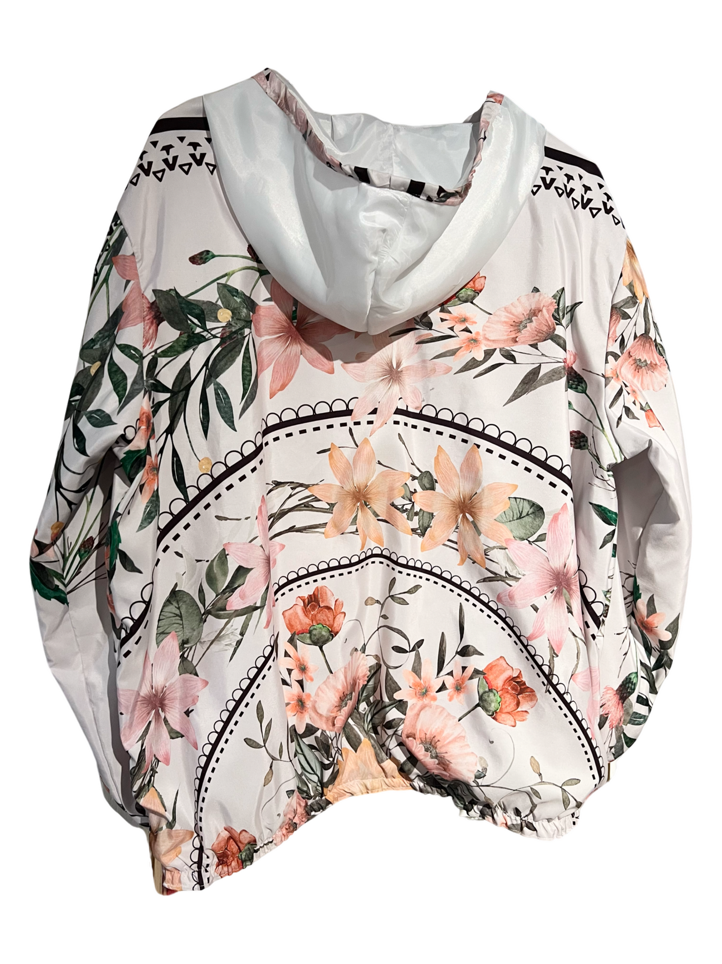 White neon floral windbreaker